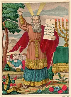 Lawgiver: Old testament Bible scene: Moses and the ten commandments