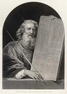 Anachronism: Old testament Bible scene: Moses and the ten commandments