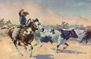 Galloping: Old-time Longhorn Roundup