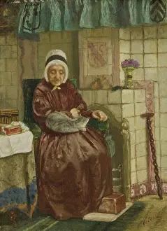 Allebe: Old Woman by the Fireplace