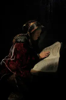 Rembrandt: An Old Woman Reading, Probably the Prophetess Hannah, 1631