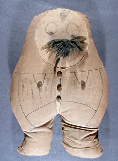 Compliments: Ole Bill printed fabric doll with wood and button detail