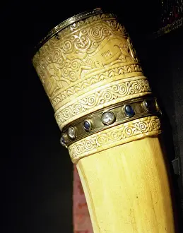 Pre Romanesque: Oliphant. Aachen Cathedral Treasury. Germany