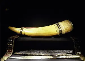 Pre Romanesque: Oliphant. Aachen Cathedral Treasury. Germany