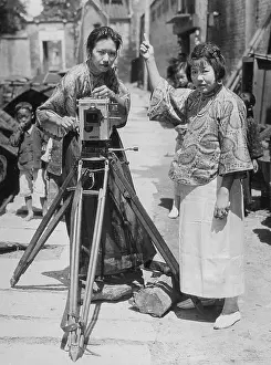 Aunt: Olive Young and her aunt while shooting in Canton, 1925