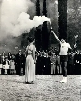 Priestess: Olympic torch ceremony in Olympia, Greece
