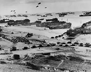 Lcgr1402: Omaha Beach after D-Day. Protected by barrage