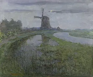 Piet: Oostzijdse Mill along the River Gein by Moonlight