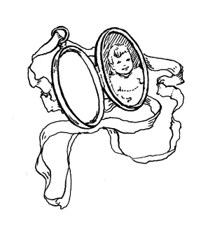 Locket: An open locket with a picture of a little boy