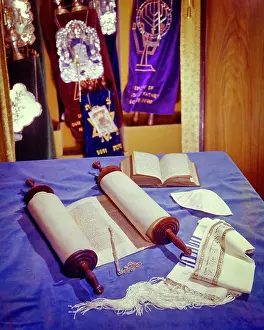 Tallit: Open Torah with Yad Prayer Shawl