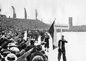 Enters: Opening ceremony of the Winter Olympic Games, 1936