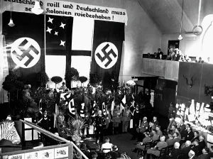 Swastikas: Opening of a colonial exhibition in Berlin, 1938