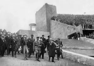 Enters: Opening of the Olympic Games in Berlin, 1936