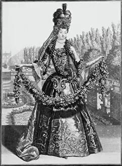 Tropmi: Opera dancer in Flora costume, Versailles, engraving