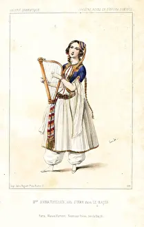 Auber: Opera singer Anna Thillon as Irma with lyre