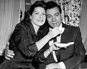 Lanza: Opera singer Mario Lanza drinking tea with his wife