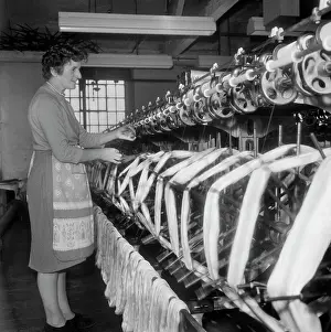Leek: Operating yarn doubling machine - Bentley and Whittles