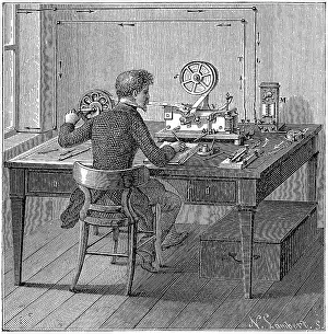 Message: Operator receiving a message in Morse code on