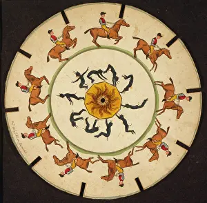 Somersaults: Optical illusion disc with somersaults and horseback riding