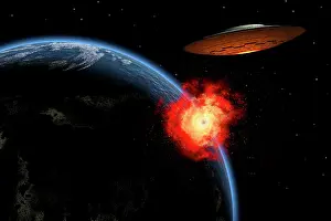 Smashing: An orbiting UFO launches a deadly attack upon the surface ?