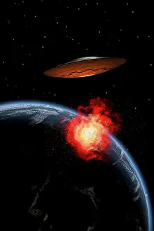 Smashing: An orbiting UFO launches a deadly attack upon the surface ?