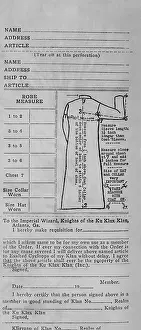 Intimidation: Order form for a $6.50 Ku Klux Klan uniform. ?
