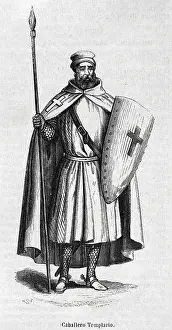 12th Century: Order of Solomon's Temple. Knight Templar. Engraving, 1852
