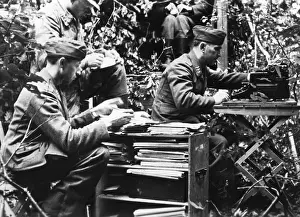 Bureaucracy: Orderly room of a Luftwaffe unit in the bushes, 1944