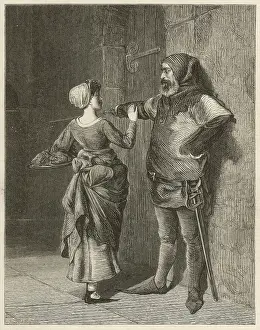 Gaoler: Against Orders: A gaoler bars a woman from the cell