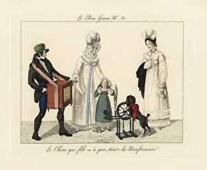 Mesangere: An organ grinder and a poodle with spinning machine