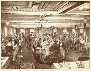Saloon: Orient Line SS Ormuz dining room upper deck