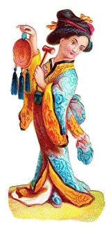 Gongs: Oriental woman on a Victorian scrap