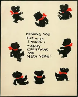 The Iris Chick Collection: Original Artwork - Christmas greetings from eight teddies