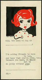 Typewritten: Original Artwork - Come to tea invitation