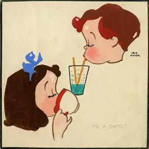Straws: Original Artwork - design for party invitation - It's a Date