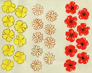 The Iris Chick Collection: Original Artwork - Painted flowers - Game counters