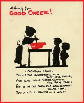 The Iris Chick Collection: Original Artwork - Stirring the Christmas cake mixture