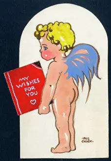 Removable: Original Artwork - Winged cherub with a book of wishes