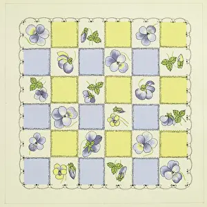 Squares: Original Textile design by Tanya Atkinson - flowers