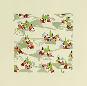Original Textile design by Tanya Atkinson - houses