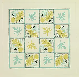 Squares: Original Textile design by Tanya Atkinson - leaves