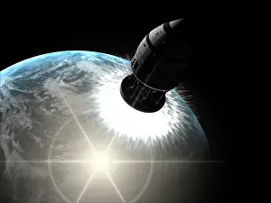 Propulsion: Orion-drive spacecraft leaving Earth orbit