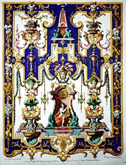 Complet: Ornamental background design by Jean Berain
