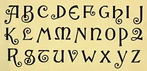 Typography: Ornamental script alphabet, upper case A-Z
