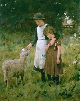 Knowles: The Orphans – two children feeding a lamb