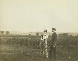 Brewer: Orville Wright and Griffith Brewer at Huffman Prairie 1914