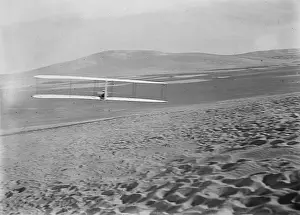Gliders: Orville Wright of Wright Brothers flying a glider