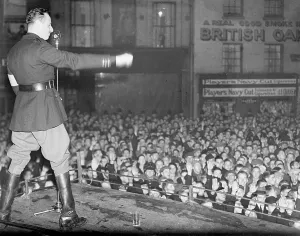 Banning: Oswald Mosley giving a speech to a large crowd