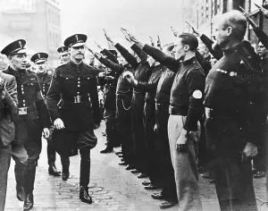 Banning: Oswald Mosley taking part in a fascist rally
