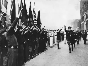Banning: Oswald Mosley taking part in a fascist rally